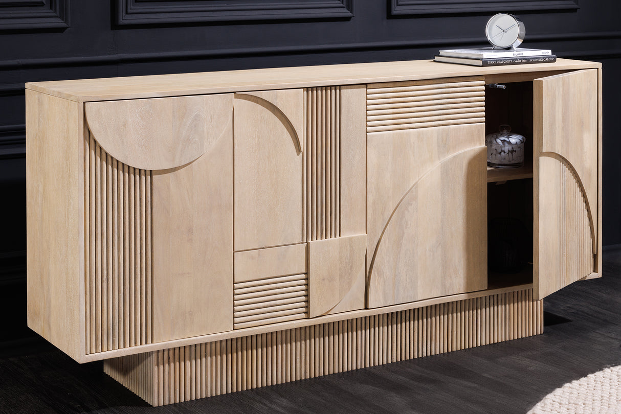Sideboard ART DECO 170cm 3D Mangoholz weißgekalkt