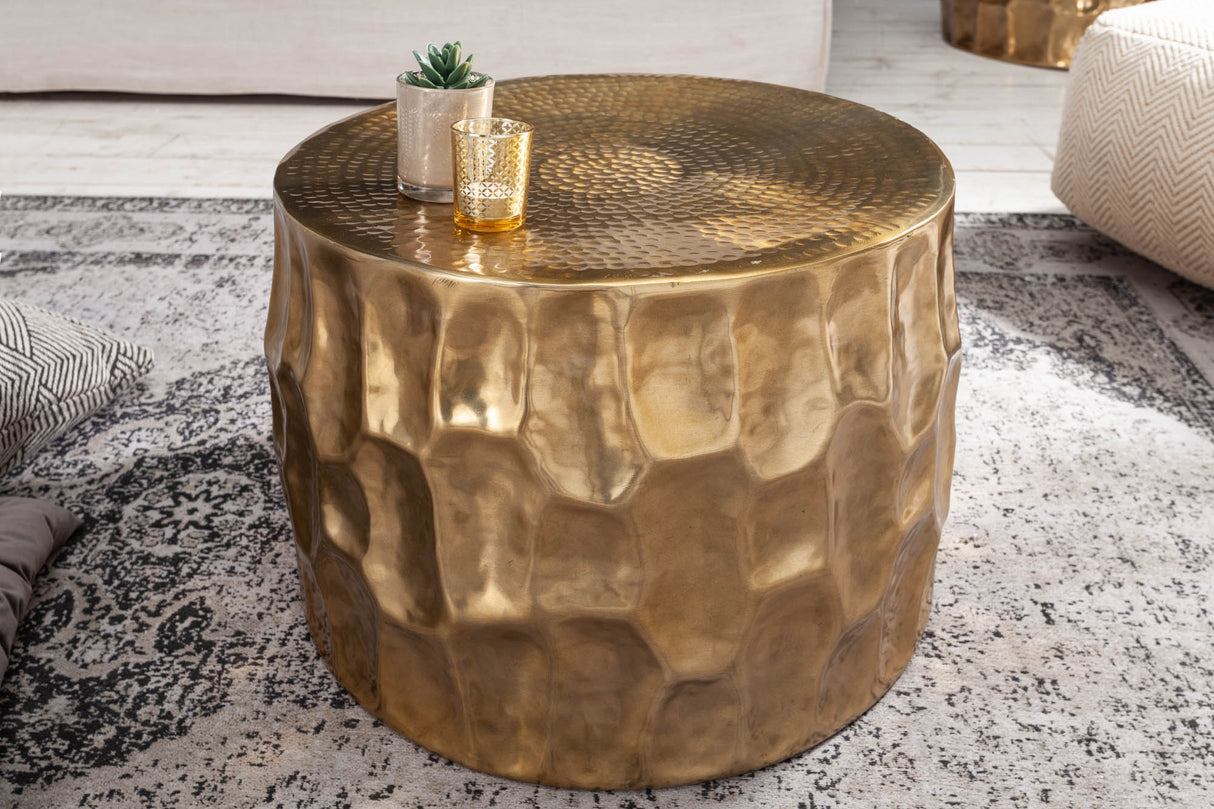 Couchtisch ORGANIC ORIENT 55cm mit Hammerschlageffekt gold