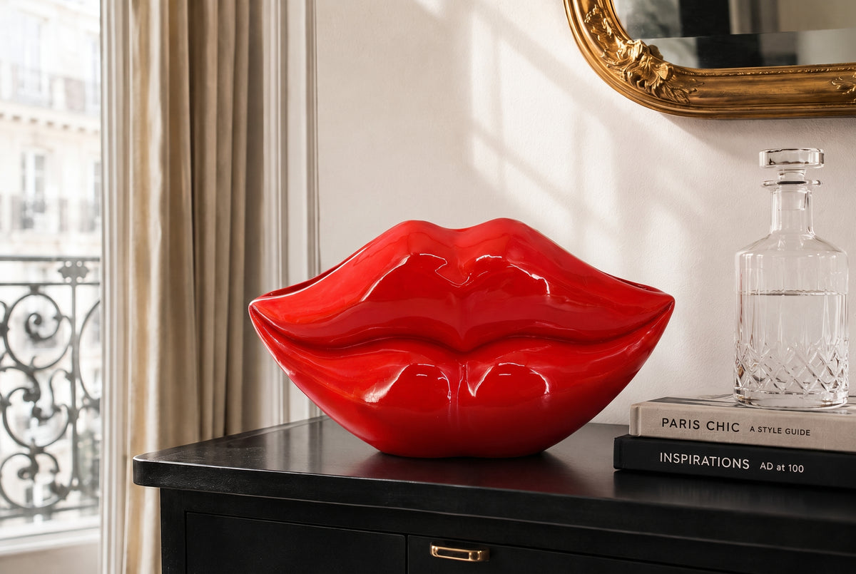 Glamour decoration vase LIP 40cm lips red