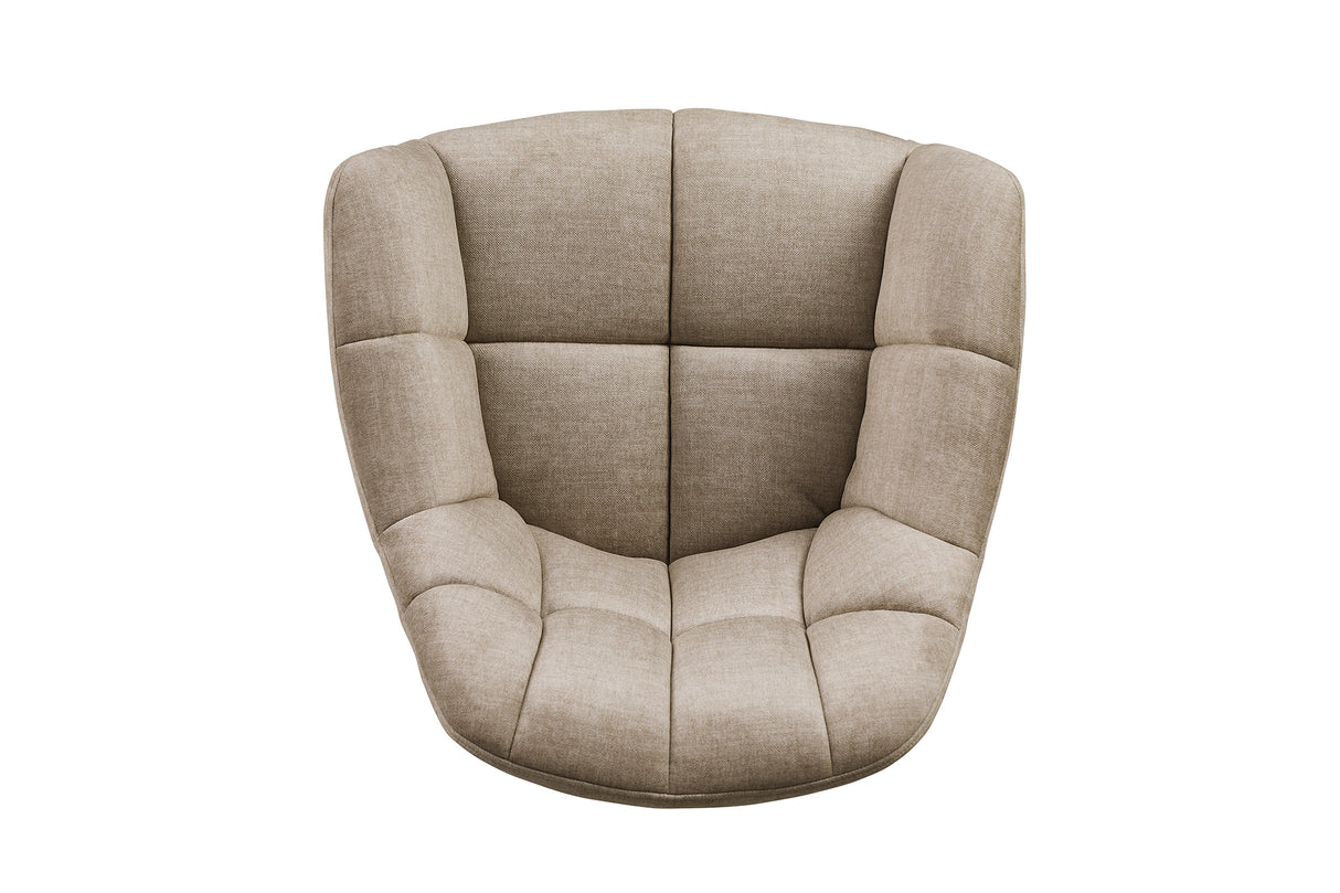 Swivel chair PAPILLON rotatable 180° w/ armrests velvet beige greige