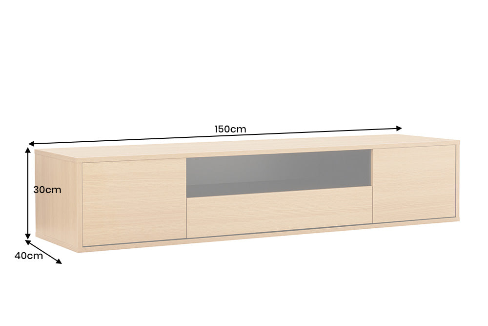 TV-Board LOFT 150 cm hängend natur schwarz