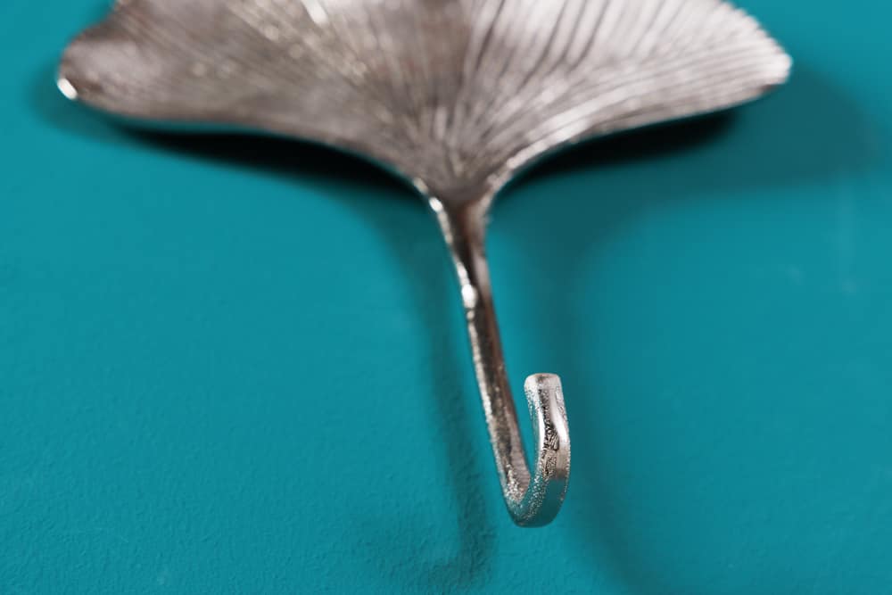 Wall decoration coat hook GINKGO set of 3 silver