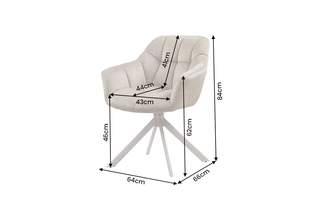 Swivel chair PAPILLON rotatable 180° w/ armrests velvet beige greige