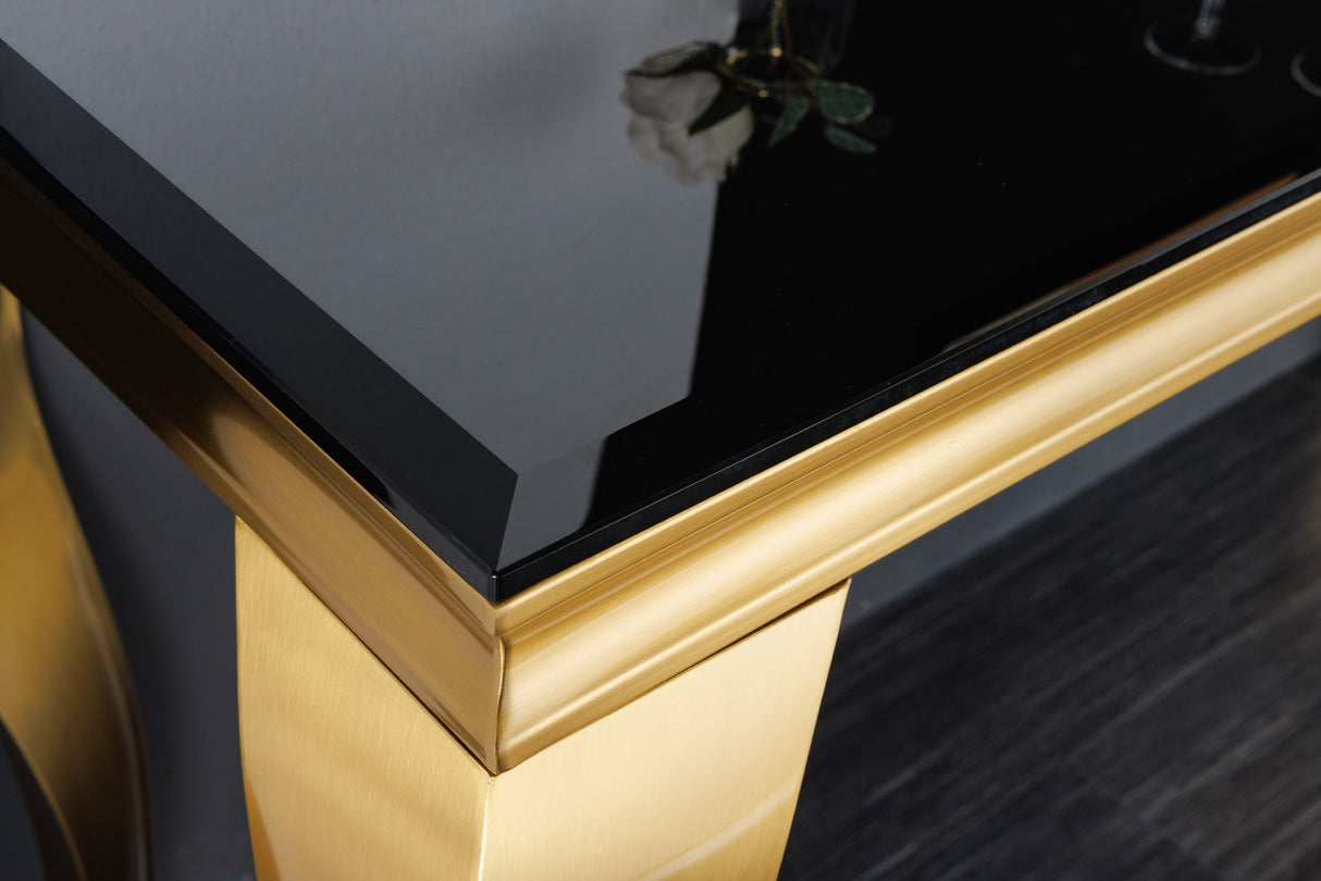 Console MODERN BAROCK 140cm tempered opal glass black gold