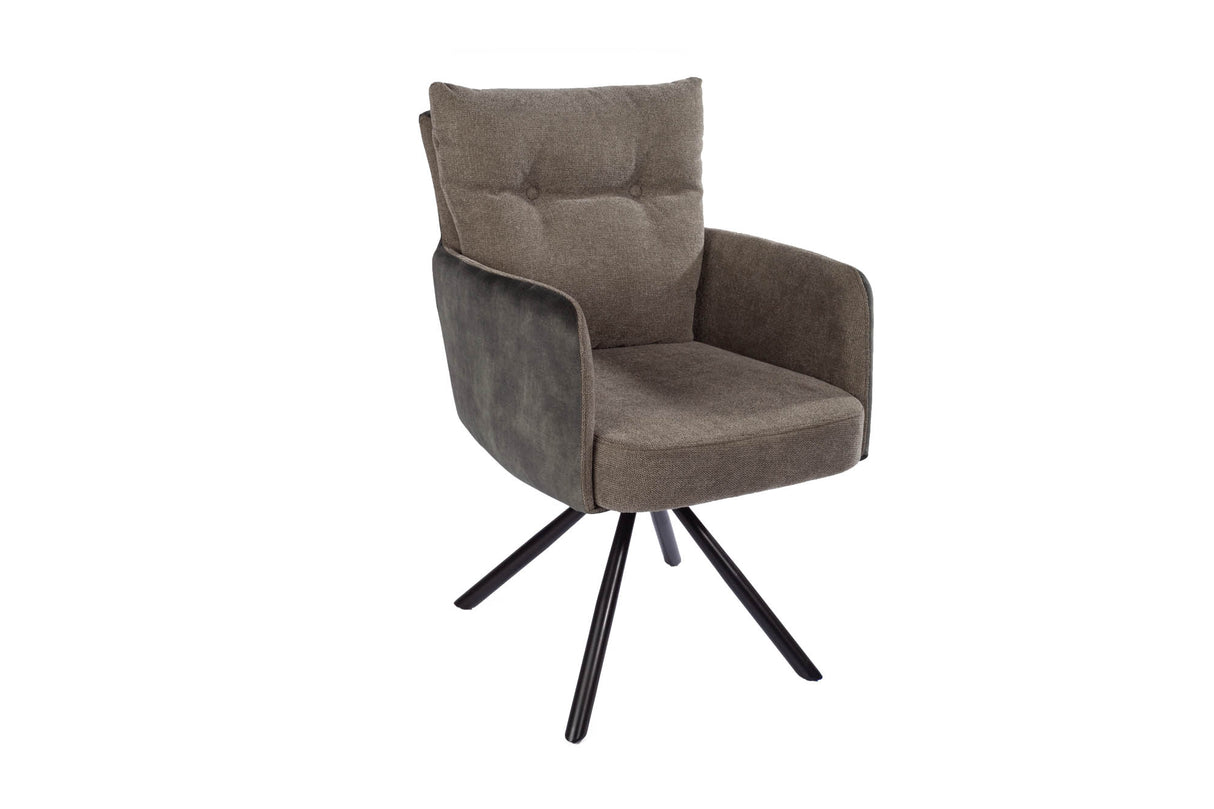 Swivel chair BIG GEORGE 360° with armrests flat woven fabric green rotatable