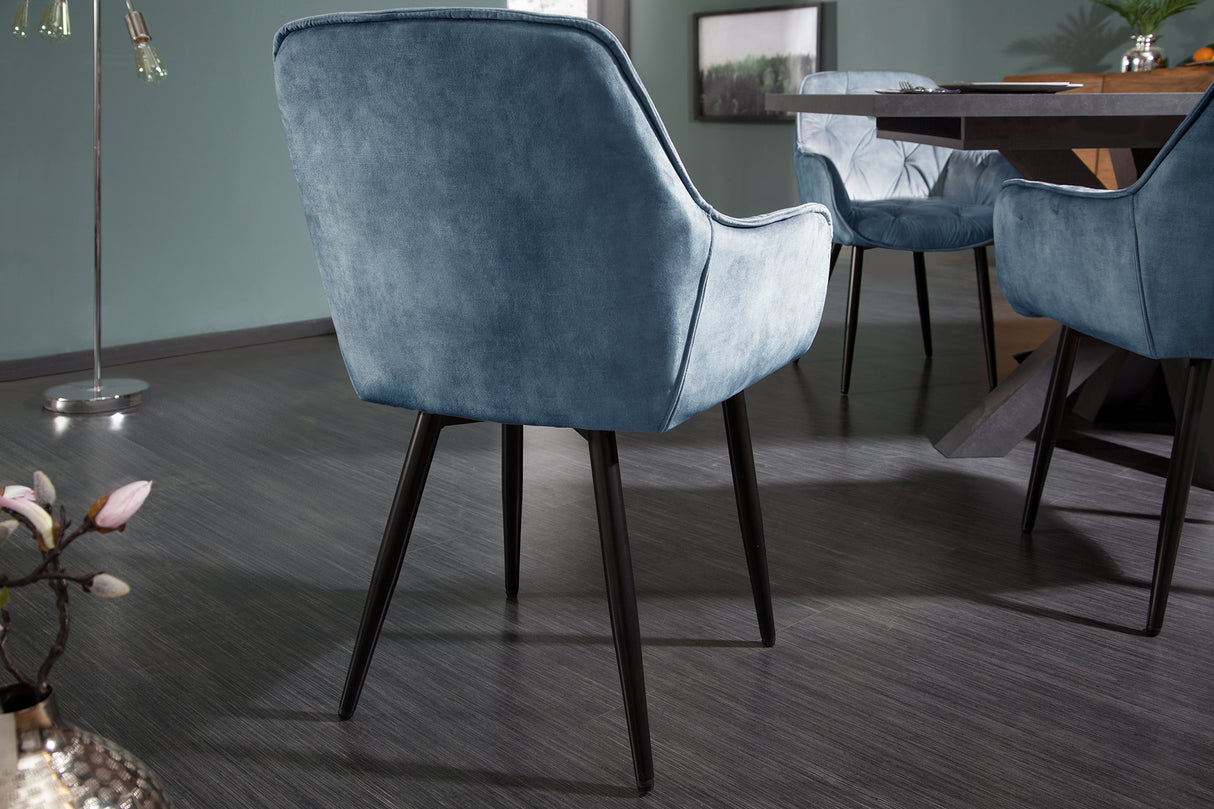 Chair MILANO with armrests velvet teal