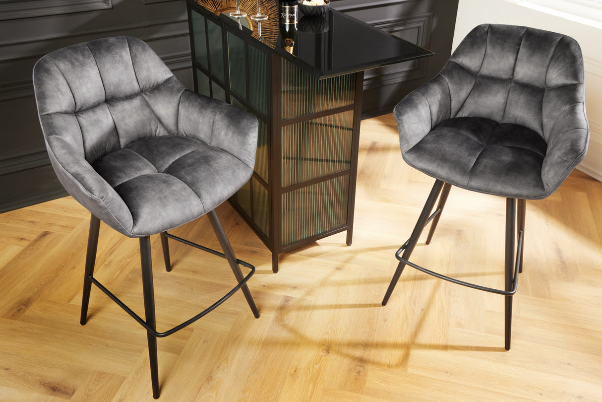Bar chair PAPILLON 106cm rotatable 180° velvet grey