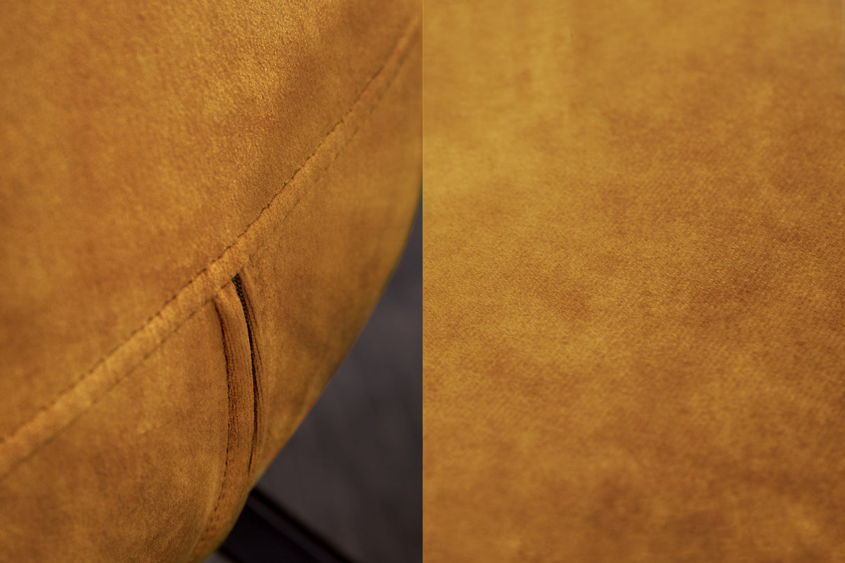 Chair AMSTERDAM retro style velvet mustard yellow