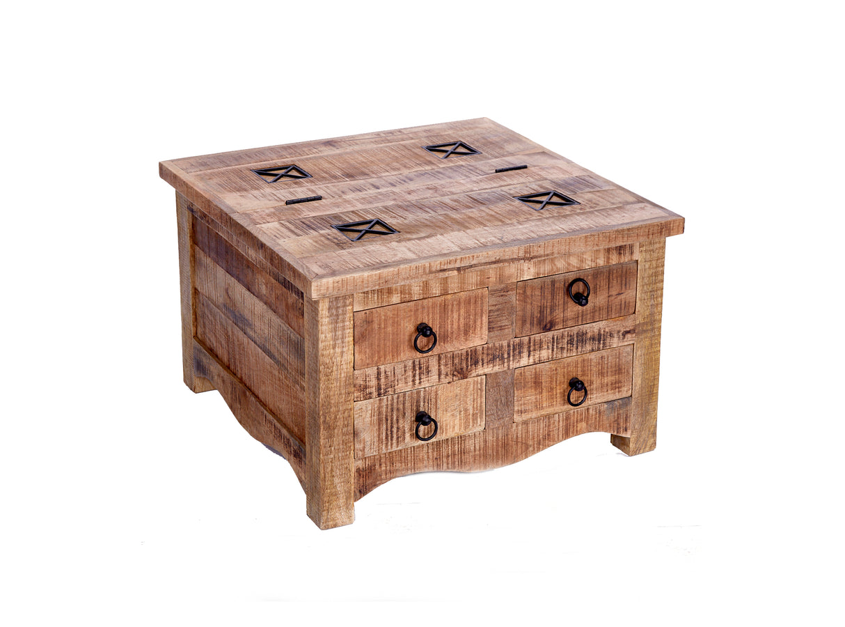 Couchtisch IRON CRAFT 70cm mit Schubladen Mangoholz