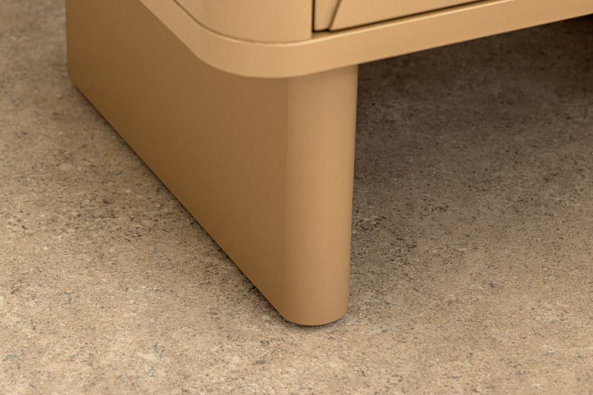 Bedside table SAVOY 50cm 3D natural w/ travertine marble ceramic top