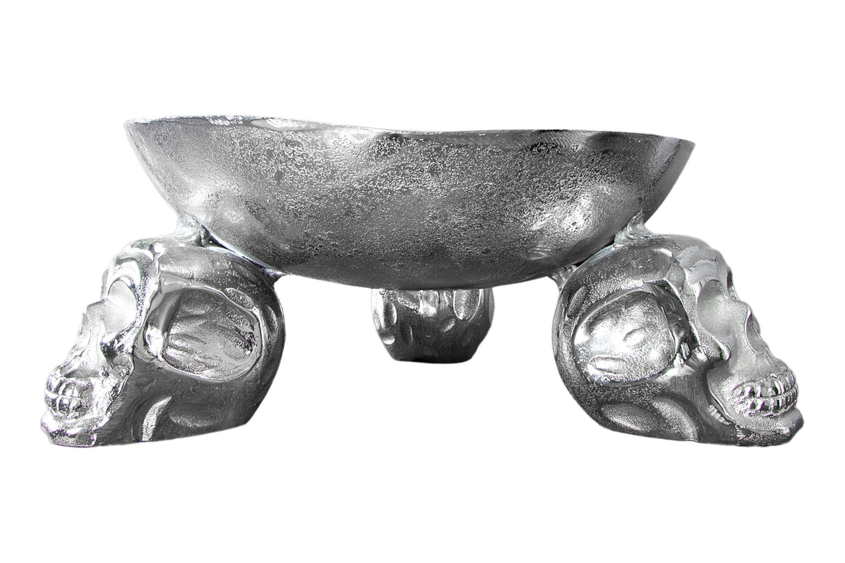 Obstschale SKULL 35cm Aluminium silber