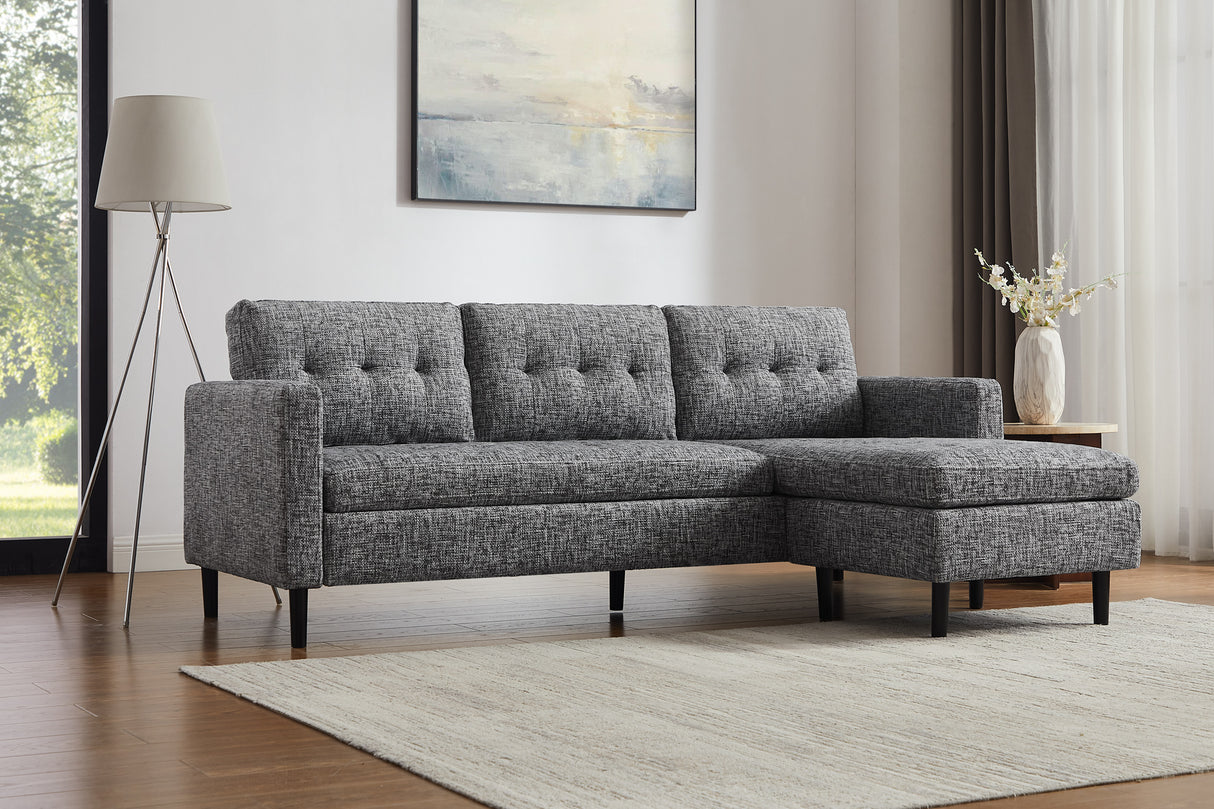 Ecksofa STOCKHOLM 220cm 3-Sitzer Federkern Strukturstoff grau