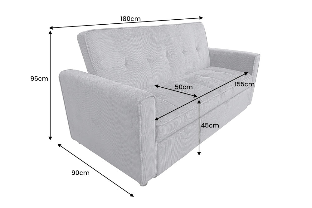 Sofa bed SMART 180cm 2-seater cord grey