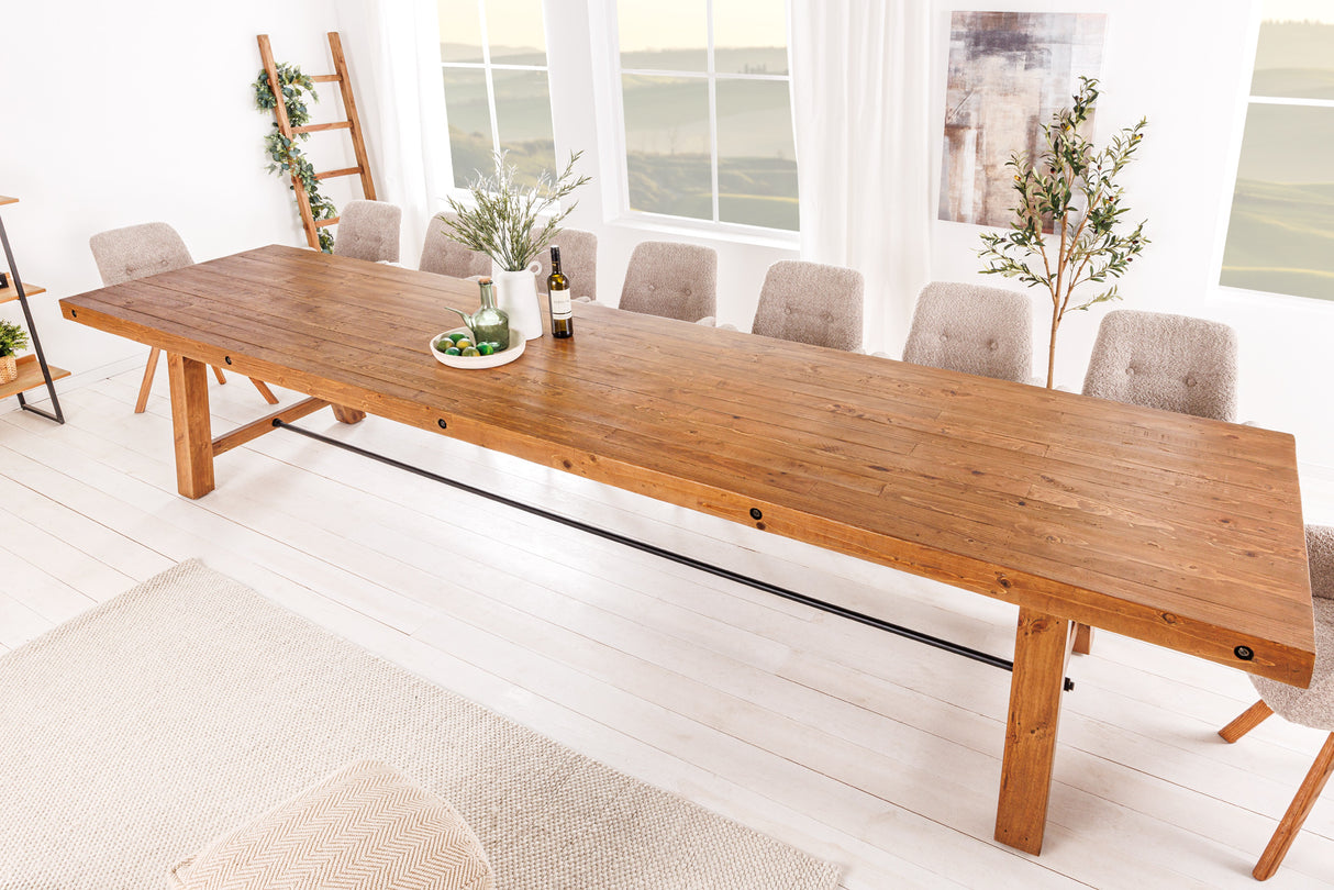 Dining table FINCA 300cm pinewood 80mm vintage brown