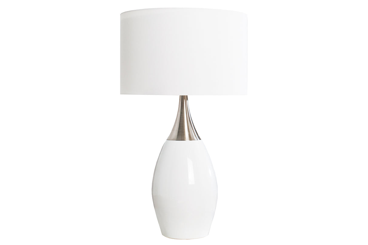 Tischleuchte CARLA 60cm Leinenschirm weiß