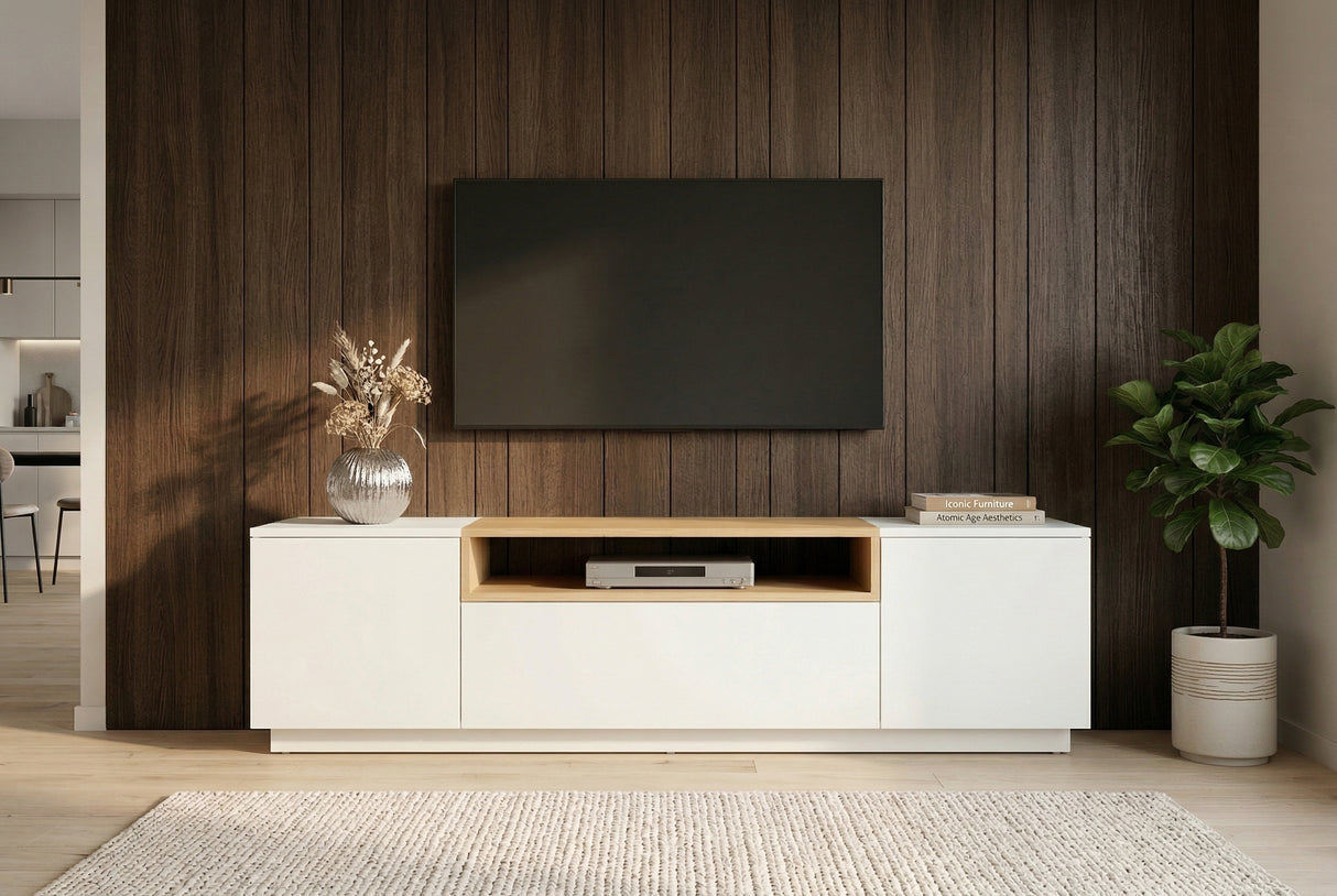 TV-Platte LOFT 160 cm weiß natur