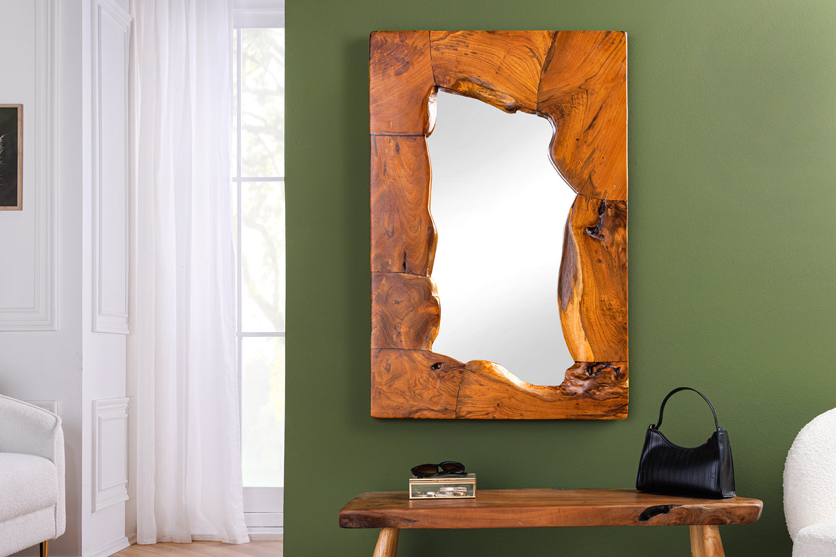 Wandspiegel MOSAIK 90cm Teakholz natur braun handgefertigt
