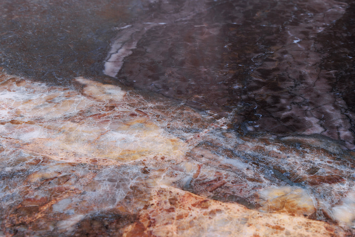 Dining table ORGANIC 200cm oval multicoloured marble top w/ champagne golden frame