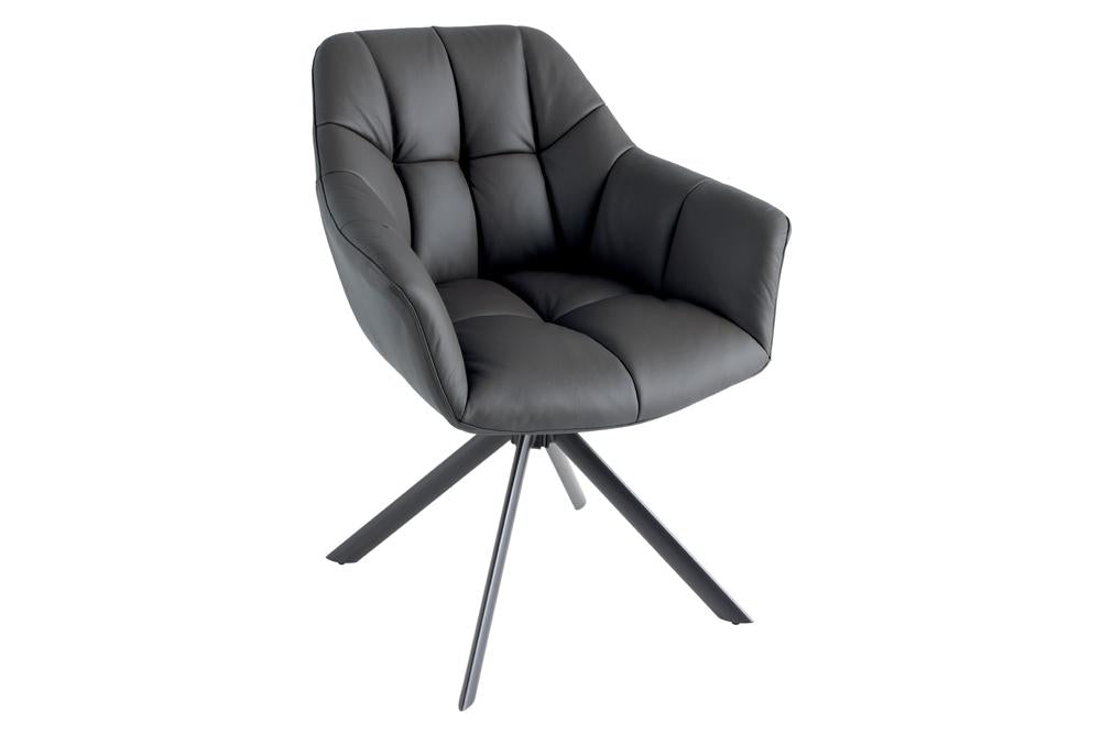 Drehstuhl PAPILLON 180° drehbar m/ Armlehnen Leder schwarz