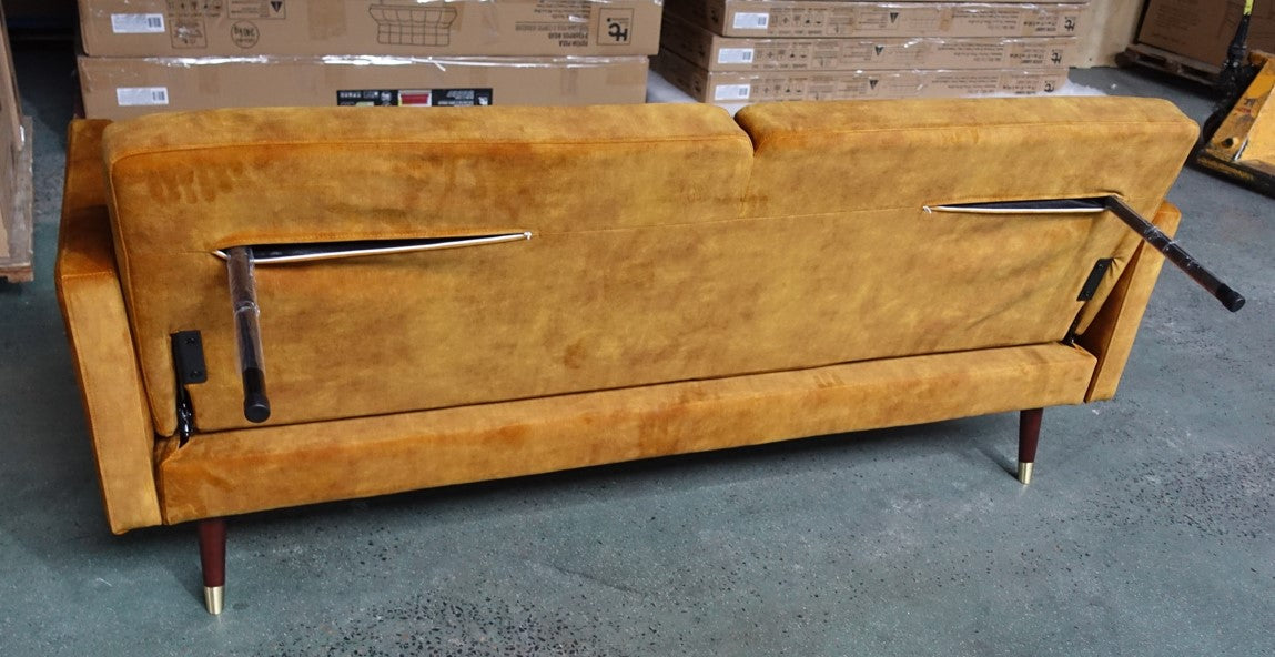 Schlafsofa COUTURE 200cm Micro Velours senfgelb