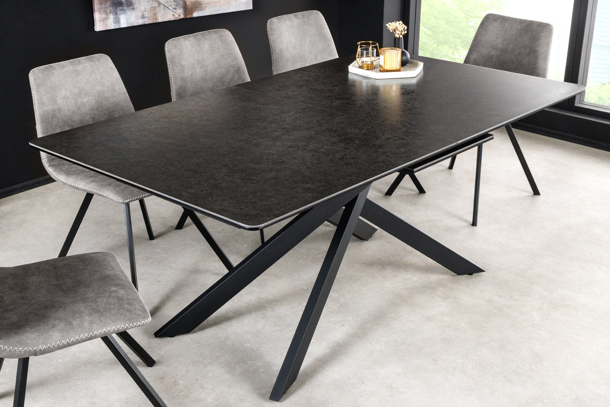 Dining table ALPINE 160-200cm ceramic marble look anthracite