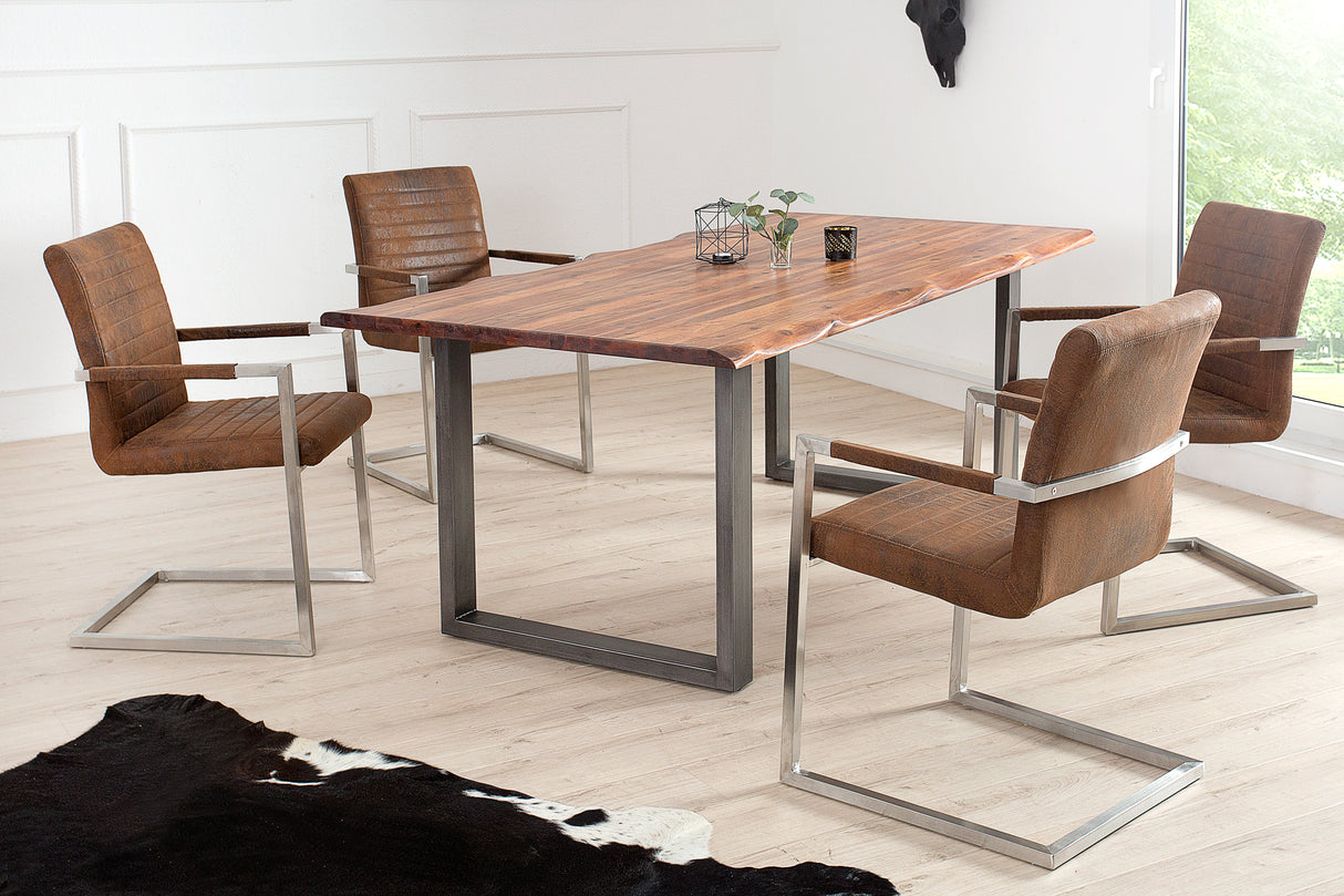 Freischwinger LOFT mit Armlehnen Mikrofaser antikbraun