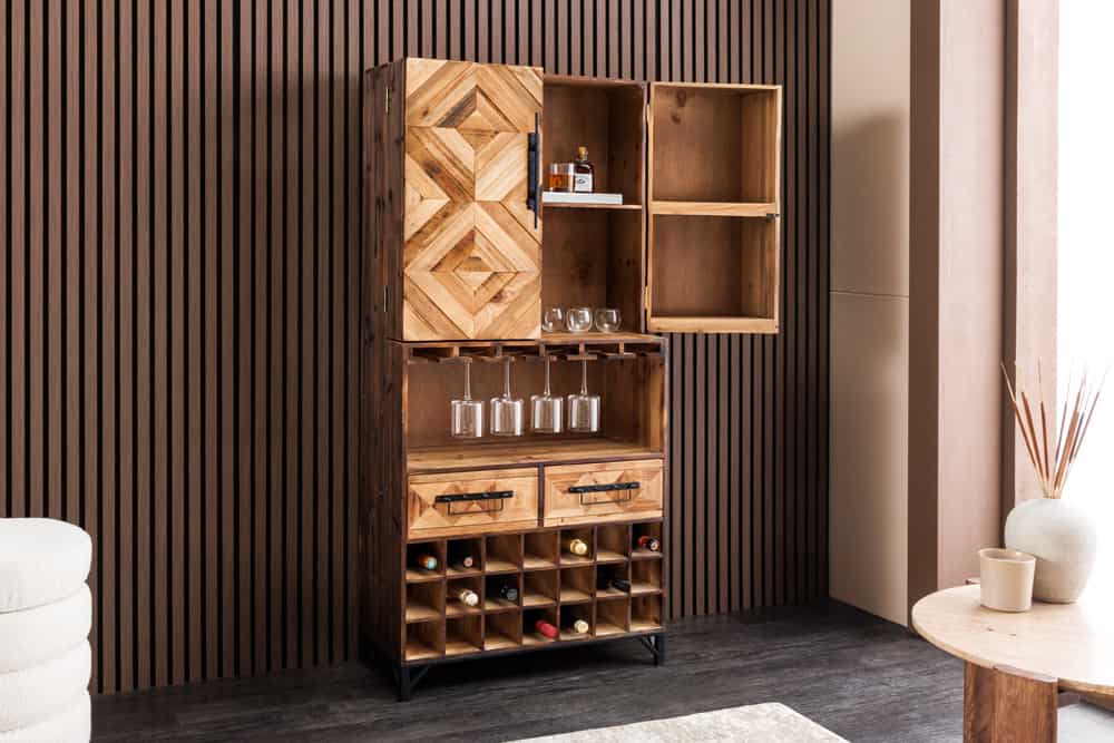 Barschrank BODEGA 160 cm Kiefernholz Natur