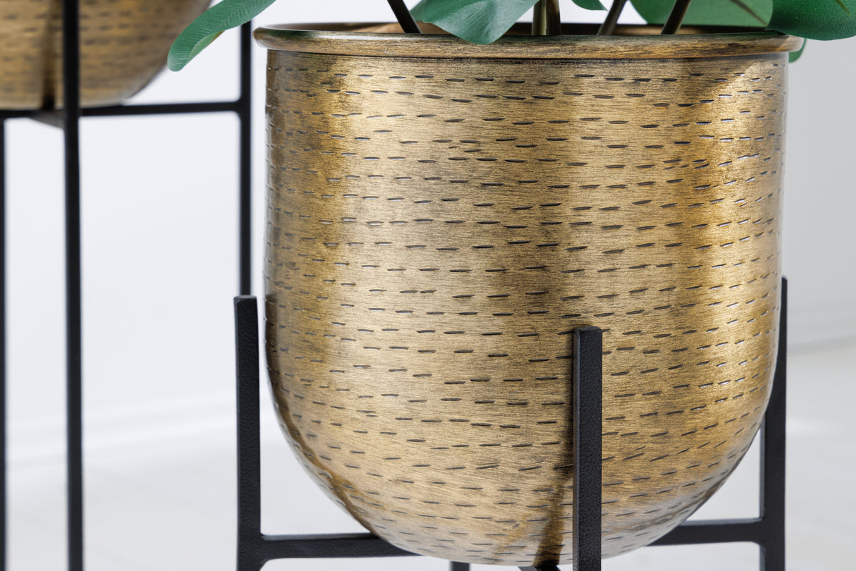 Flower pot UNIT 70-50cm set of 2 black gold incl. frame