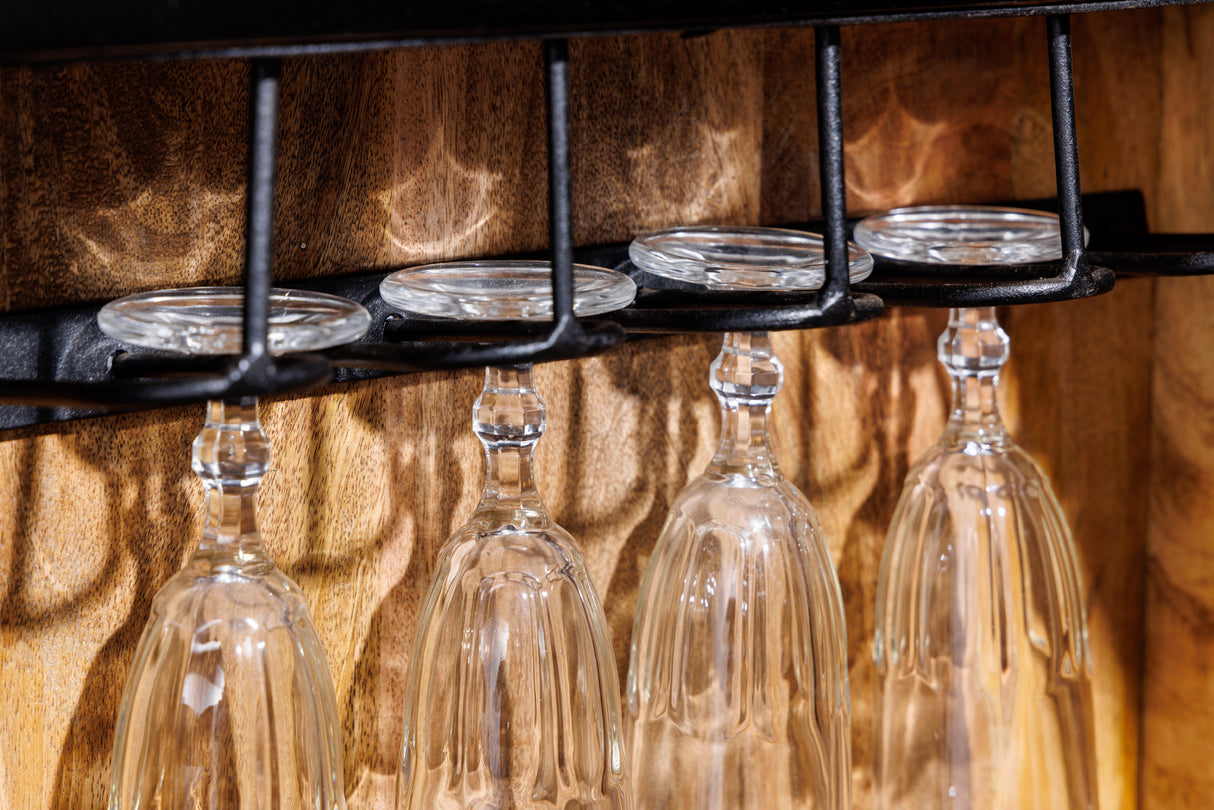 Bar cabinet GOLDEN SUNSET 140cm 3D mango wood white handmade