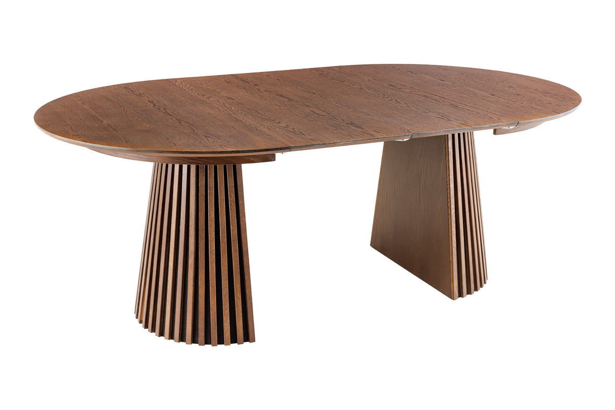 Dining table VALHALLA WOOD round 120-160-200cm extandable oak dark