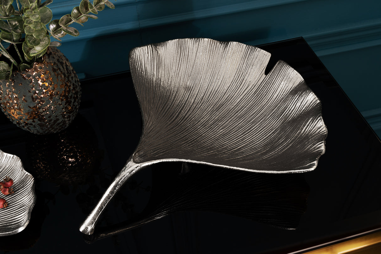 Decoration bowl GINKGO 42cm silver