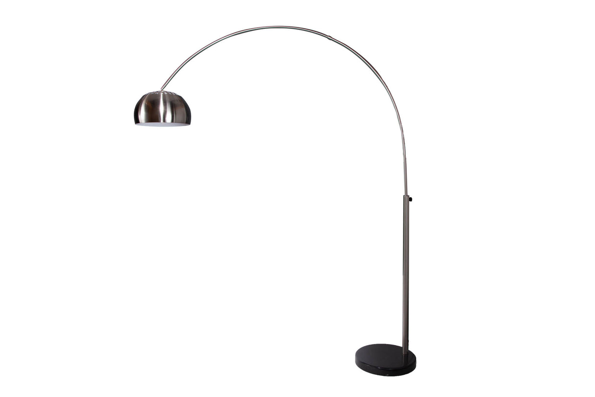 Stehleuchte BIG BOW 170-210cm satiniertes Chrom mit Marmorsockel