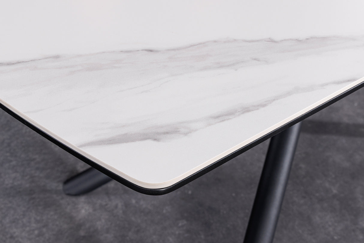 Dining table MIKADO 180-230cm extendable ceramic white marble top