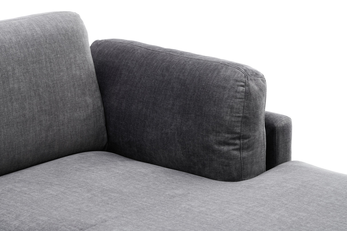 Corner sofa MANHATTAN 295cm w/ ottoman right velvet dark grey