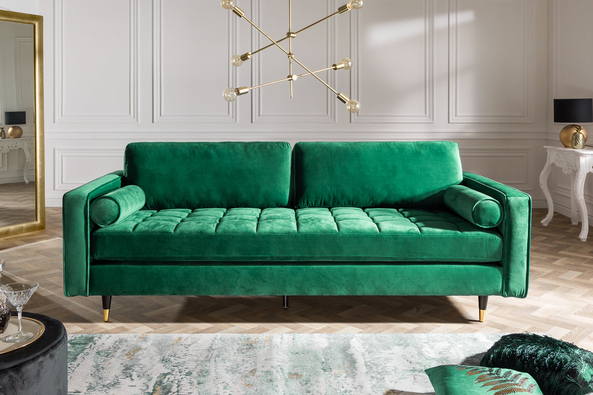 Sofa COZY VELVET 220cm 3-seater velvet emerald green