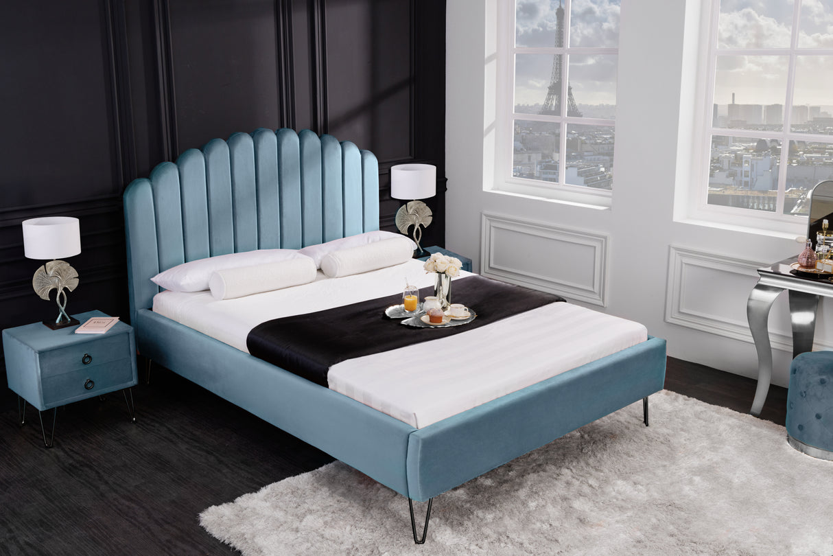 Bed PEARL 140x200cm velvet aqua