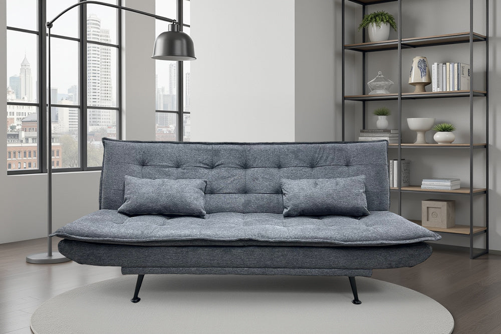 Sofa bed JAZZ 195cm 3-seater textured fabric grey