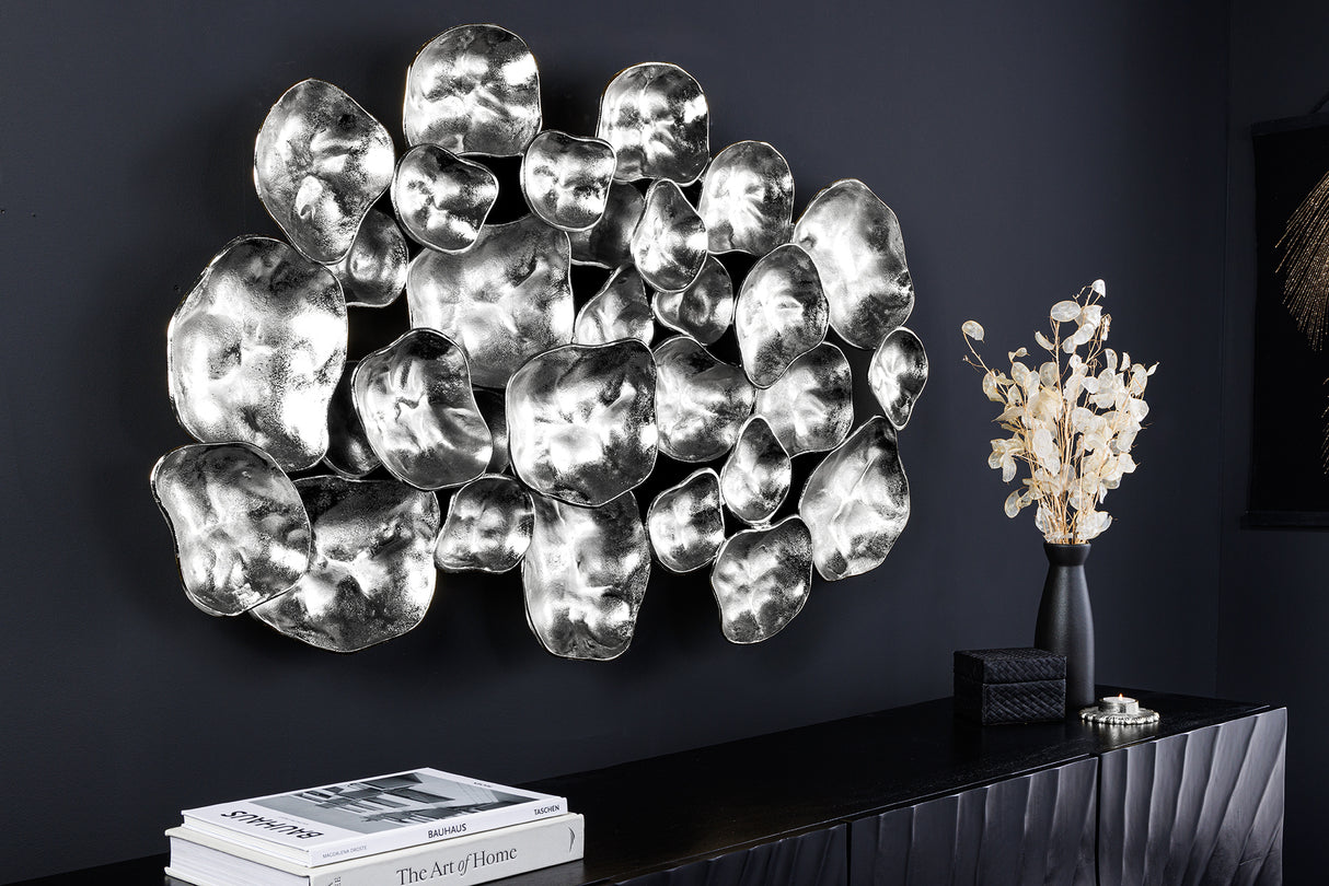 Wanddeko VARIATION 100cm silber handgefertigt
