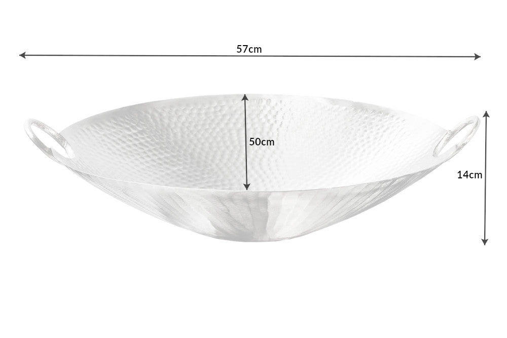 Decoration bowl ORIENT 55cm with hammer stroke effect silver
