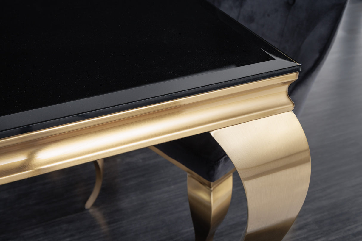 Esstisch MODERN BAROCK 180cm gehärtetes Opalglas schwarz gold