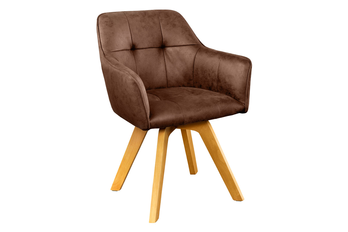 Swivel chair LOFT 180° with armrests microfibre antique brown