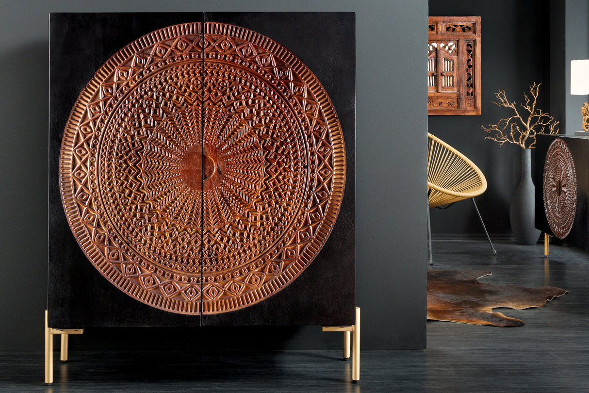 Highboard MANDALA 120cm mango brown black