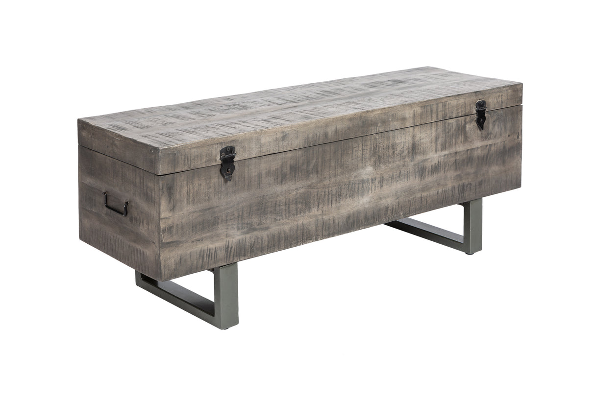 Sitzbank Truhe FACTORY LOFT 115cm Akazienholz grau