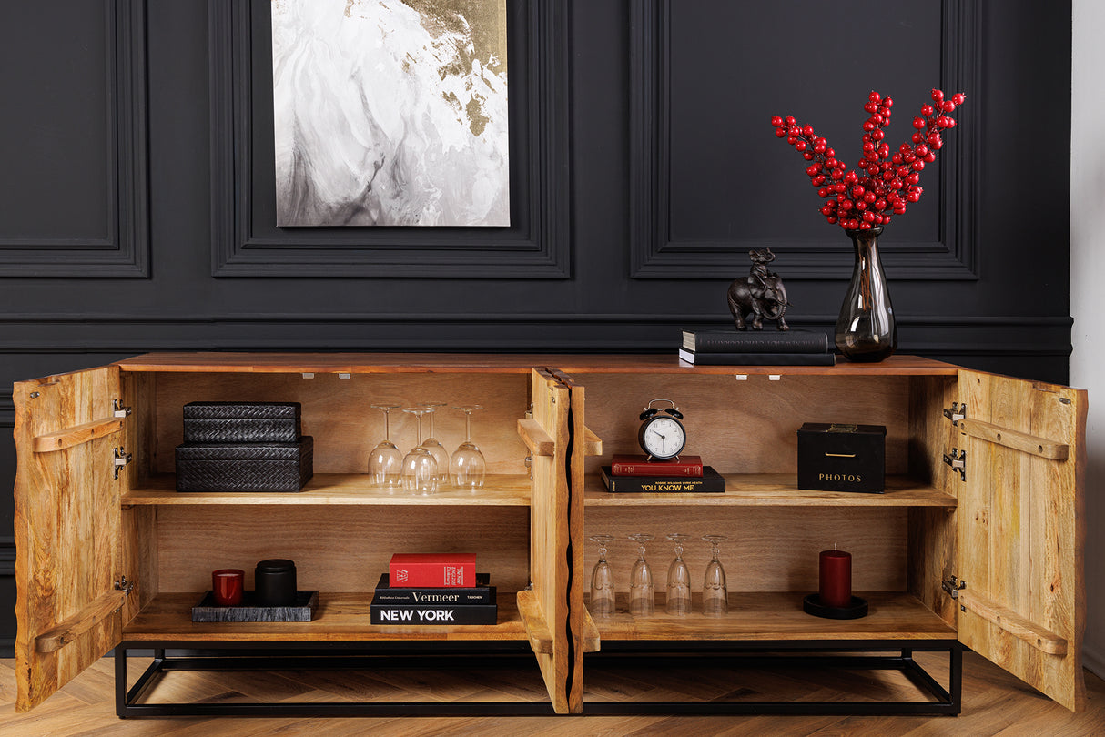 Sideboard VULCANO 180cm 3D Mosaik Mangoholz braun