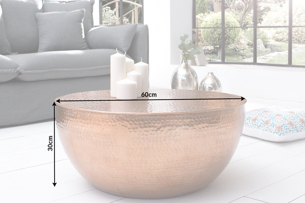 Coffee table ORIENT II 60cm hammer stroke effect copper