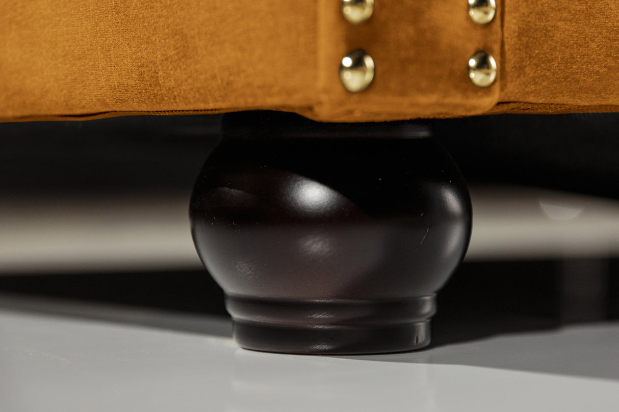 Sofa CHESTERFIELD 205cm spring core 3-seater velvet mustard yellow