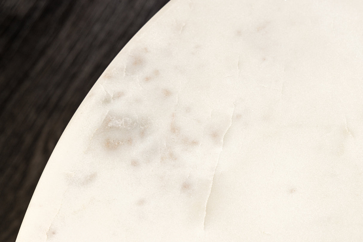 Coffee table TRES CHIC Ø 60cm round mango wood natural w/ white marble top