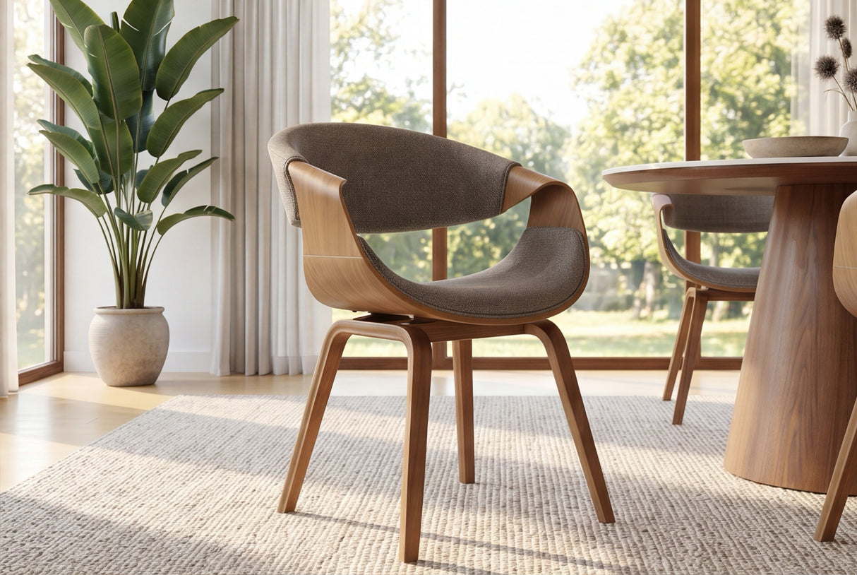 Stuhl ORGANIC Esche furniert Strukturstoff grau