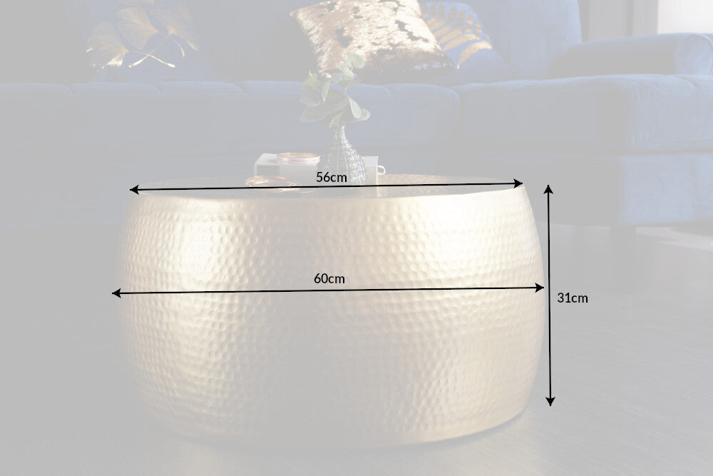 Couchtisch ORIENT II 60cm mit Hammerschlageffekt gold