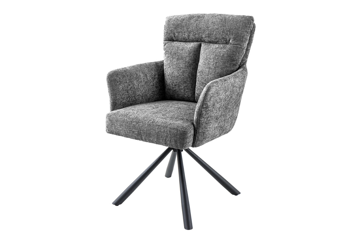 Drehstuhl BIG GEORGE 360° mit Armlehnen Strukturstoff grau